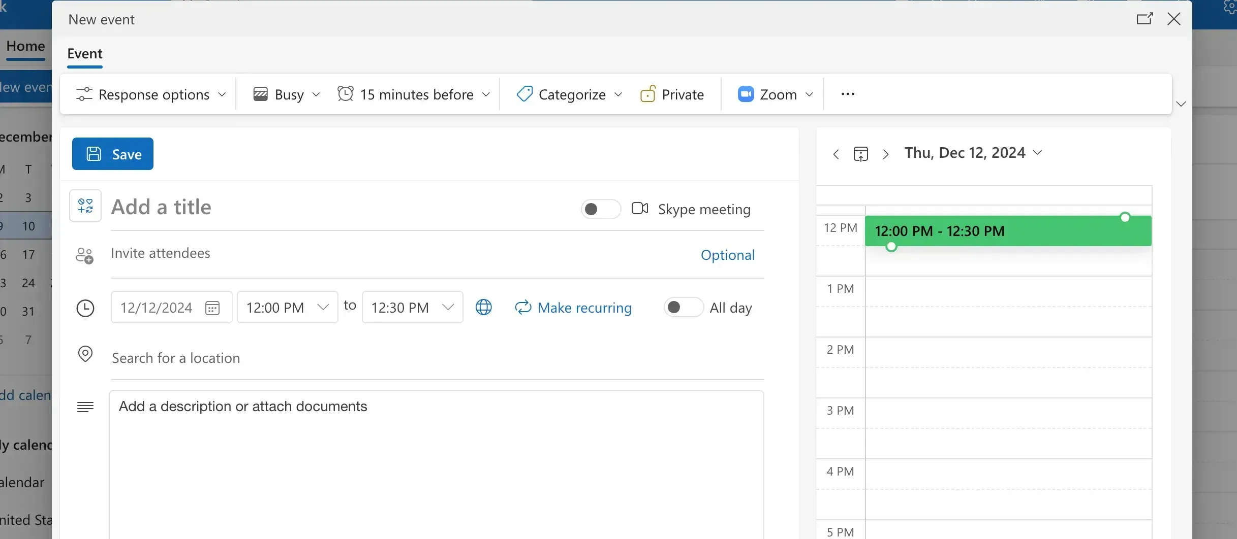 Zoom for Outlook new event Zoom for Outlook new event