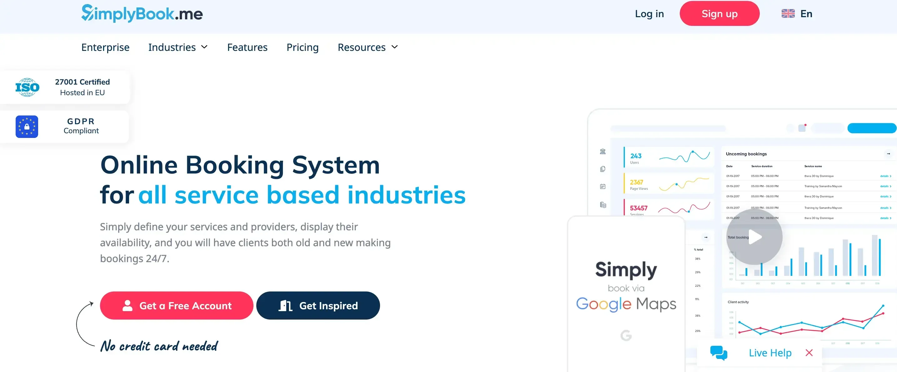 Simplybookme homepage Simplybookme homepage