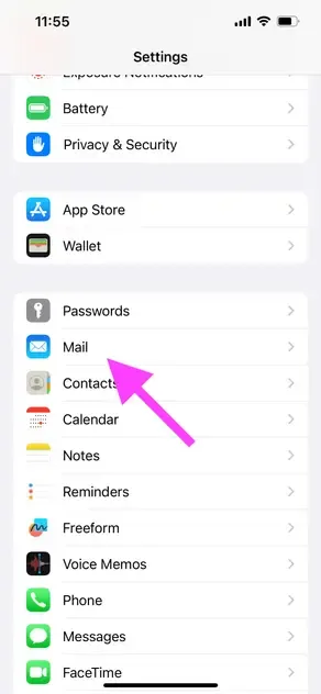 iPhone Settings - Mail Section iPhone Settings - Mail Section