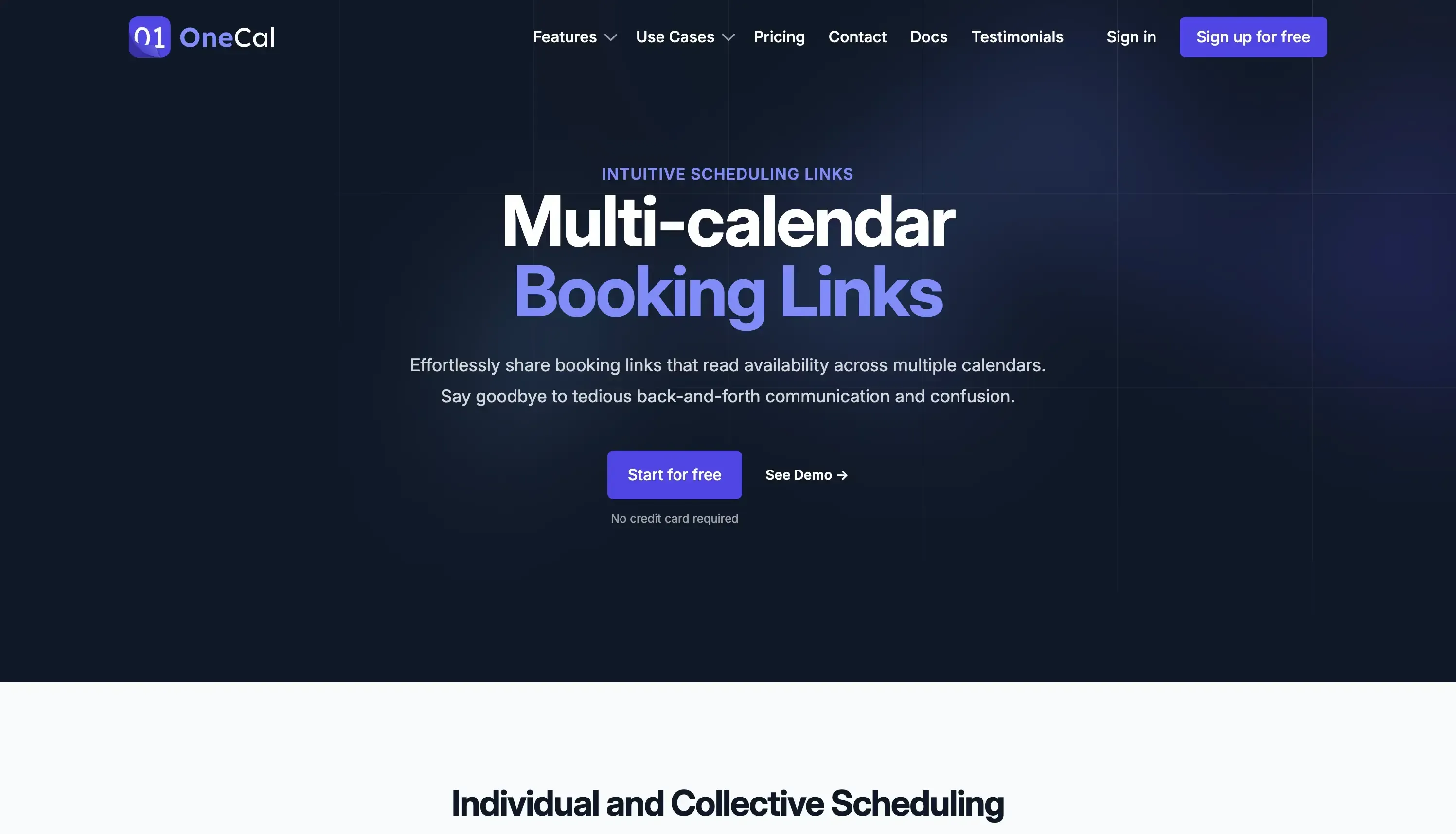 OneCal Scheduling Links Page OneCal Scheduling Links Page
