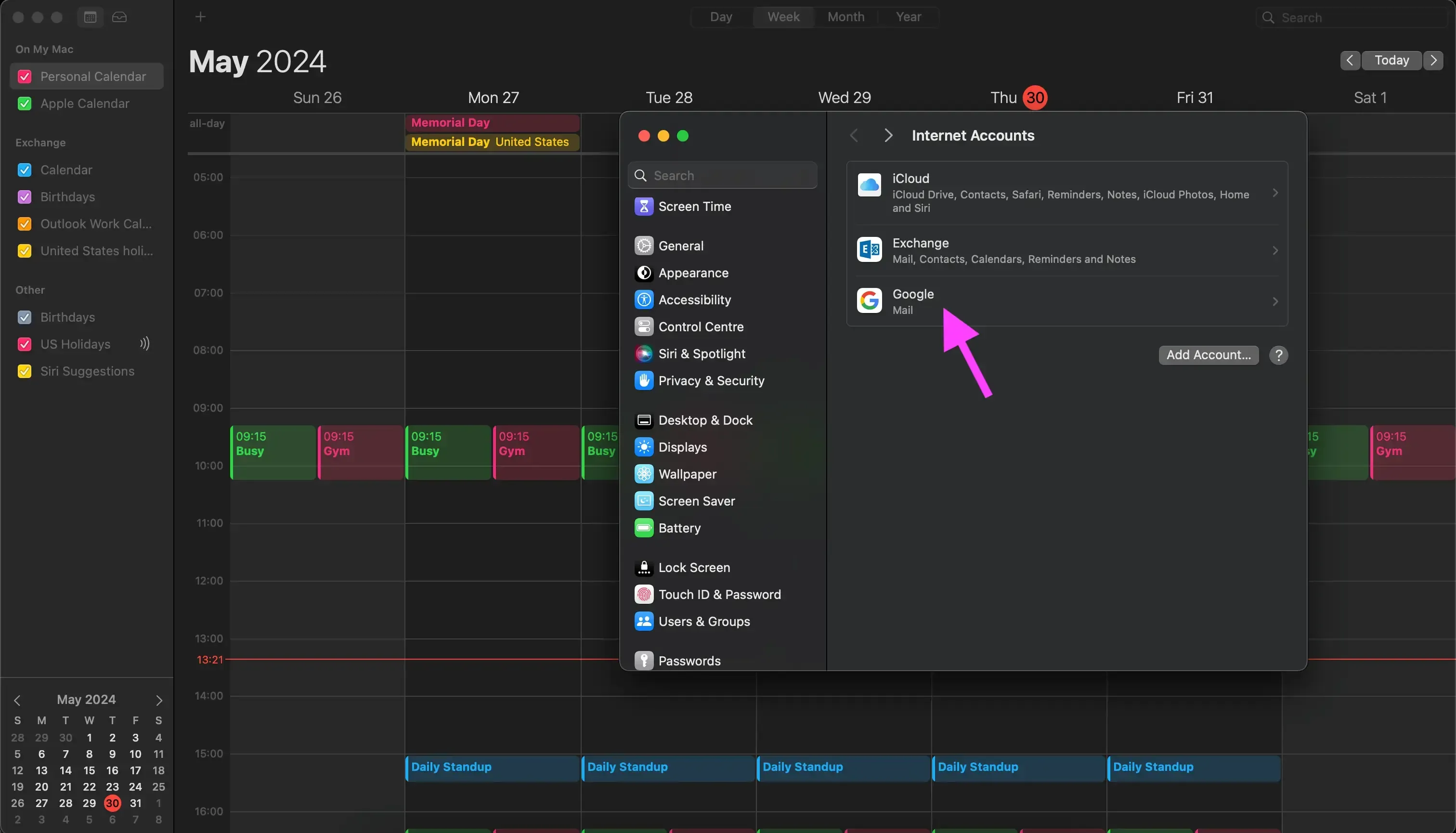 Apple Calendar - Select Google account to delete Apple Calendar - Select Google account to delete