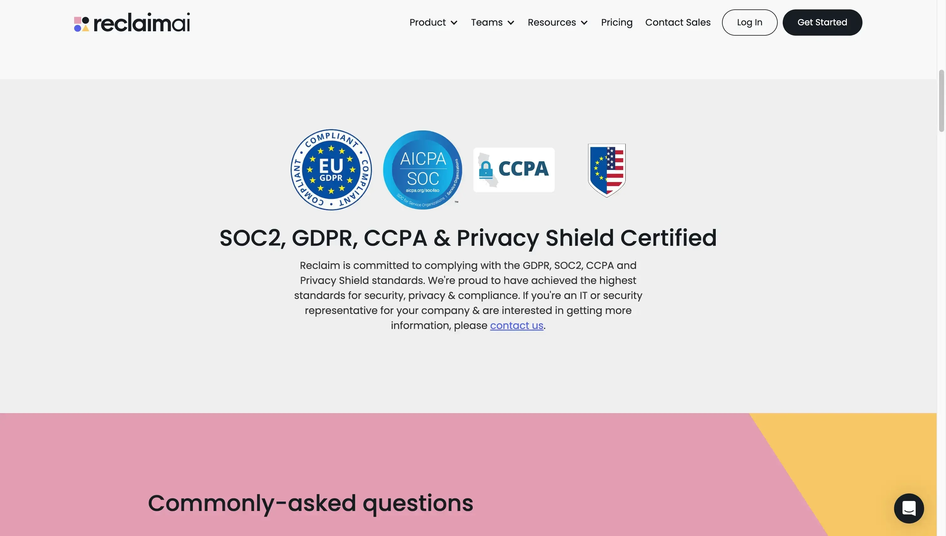 Reclaim AI Security Page Reclaim AI Security Page