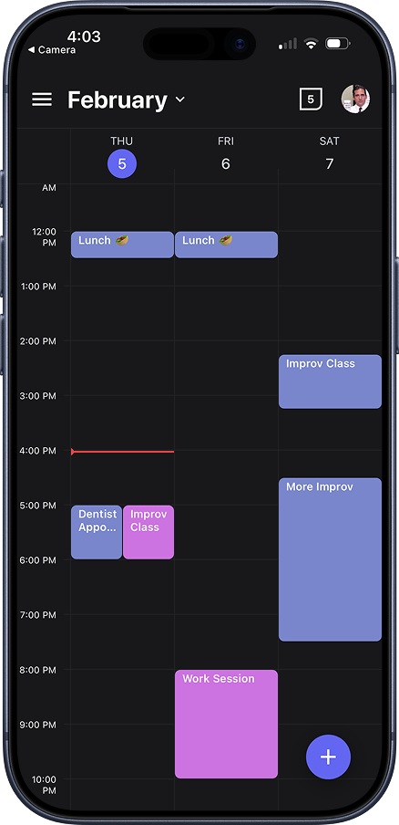 Mobile App - Three day view