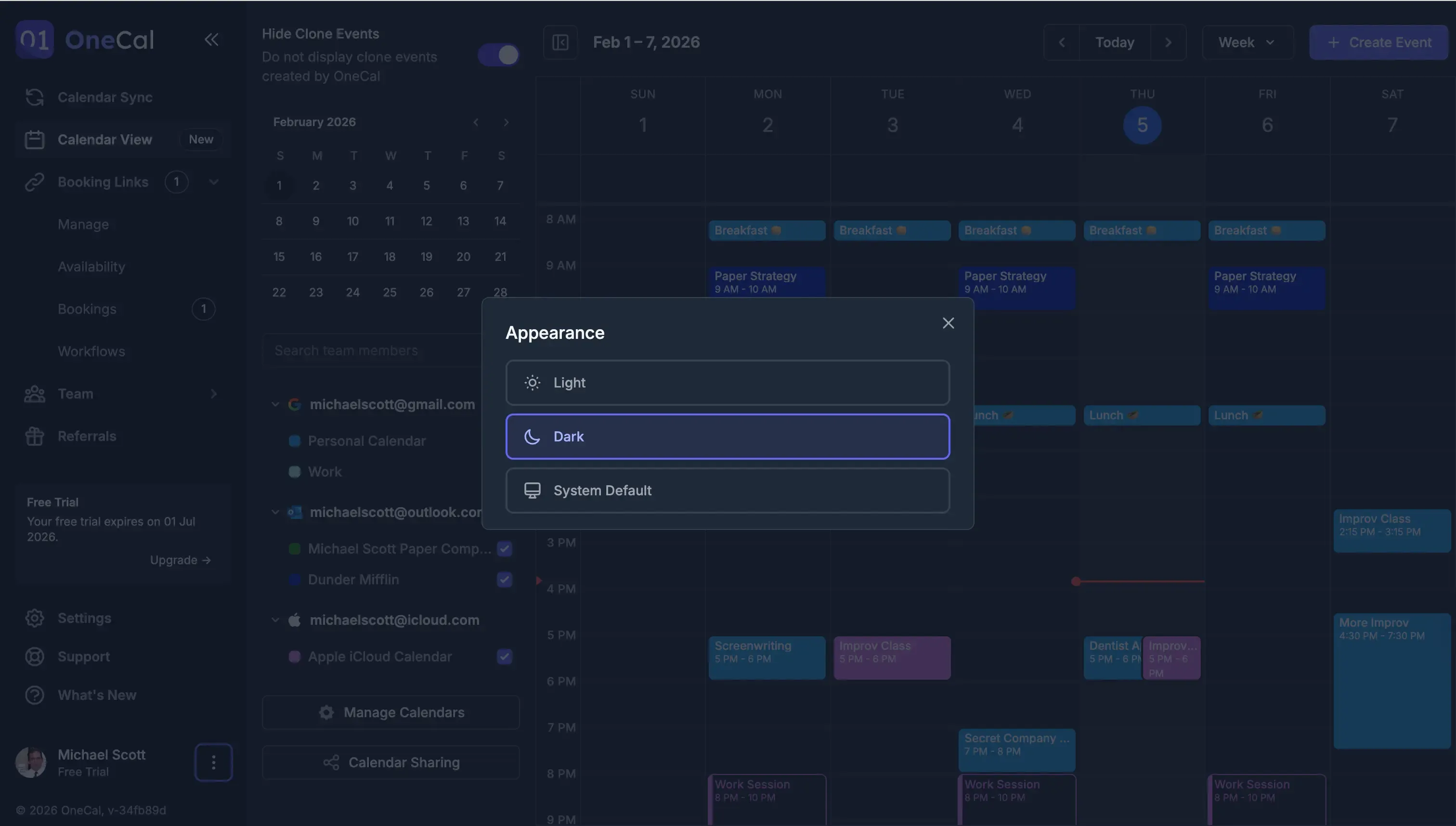 Dark Mode - Appearance Modal