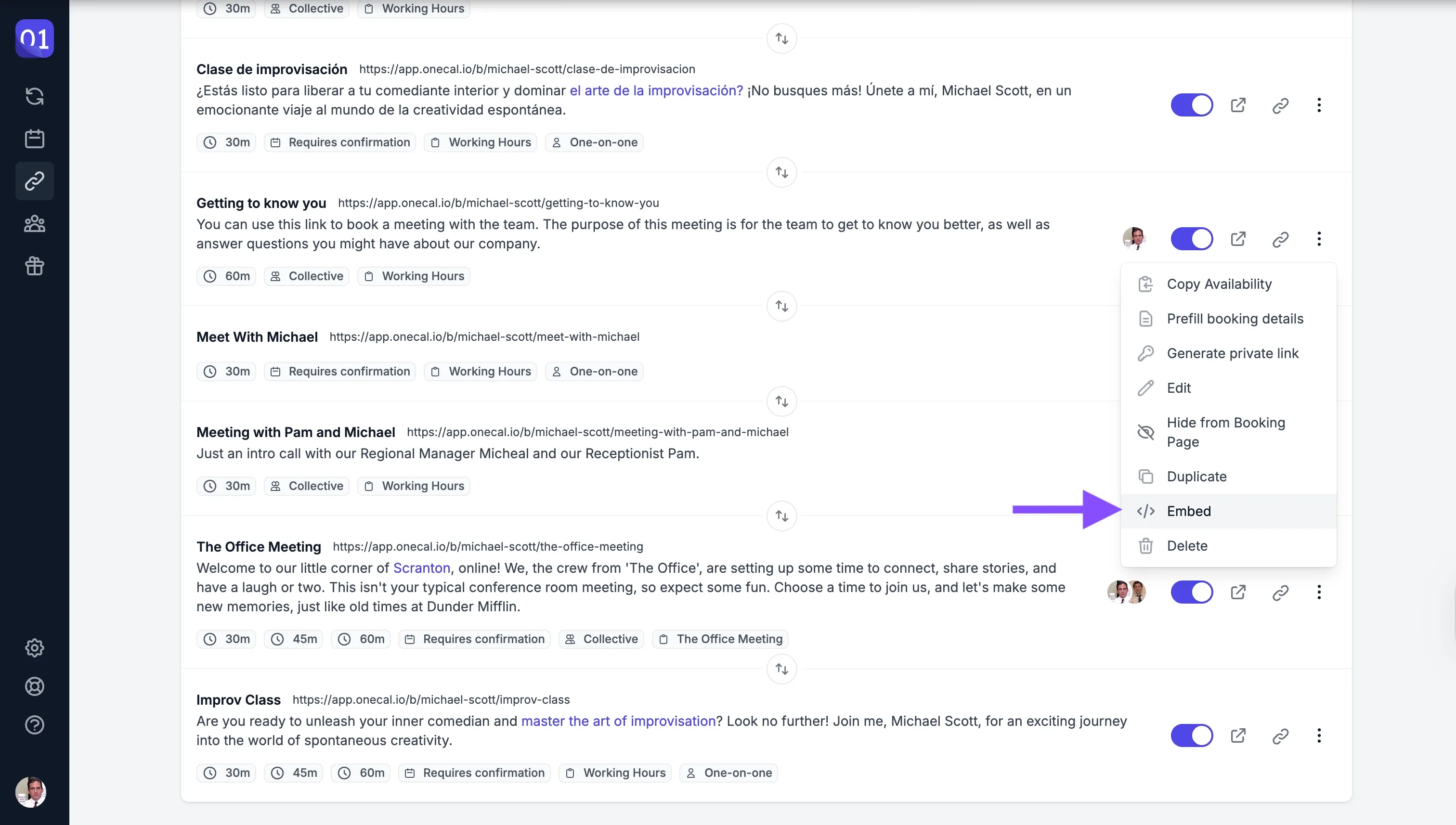 Embed Booking Link Option Embed Booking Link Option