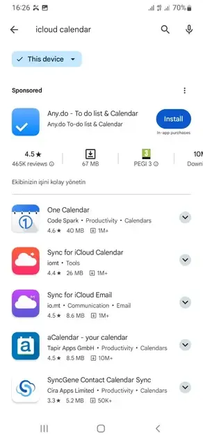 Search for iCloud Calendar