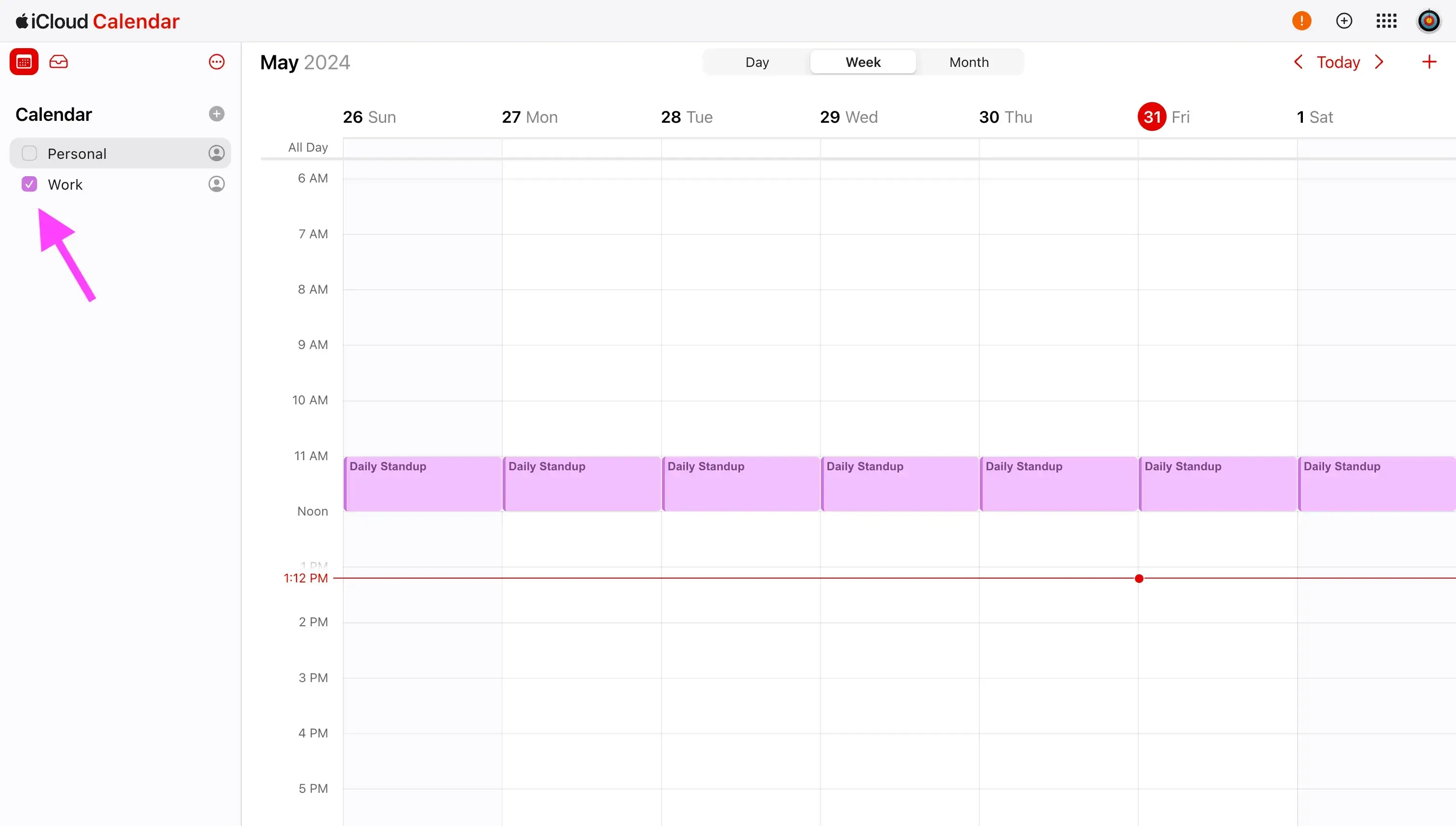 Apple Calendar web - Select the calendar to block time to Apple Calendar web - Select the calendar to block time to
