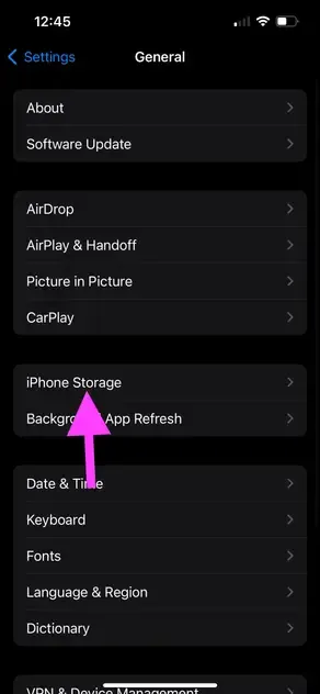 iOS setting - iPhone Storage