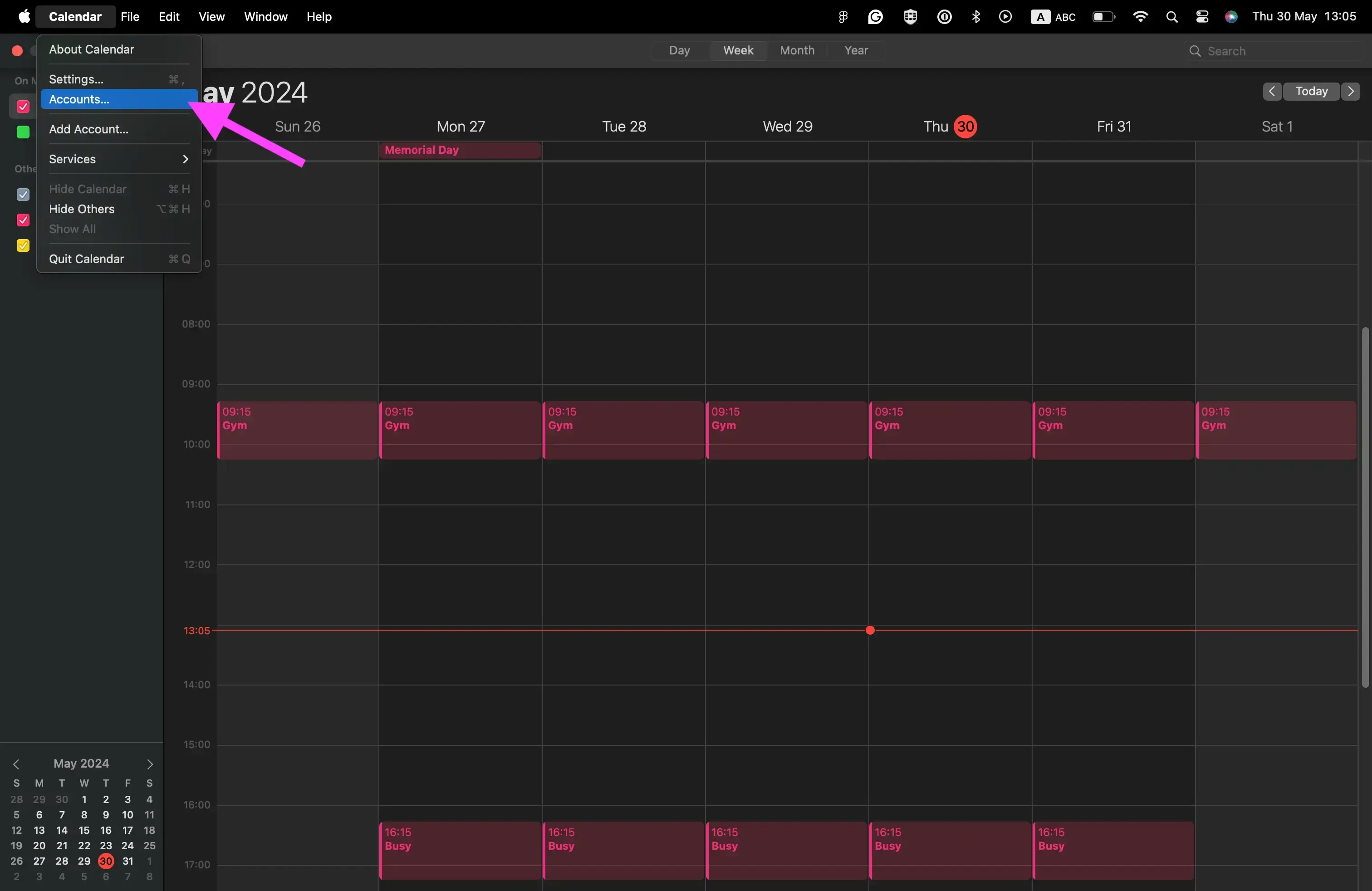 Apple Calendar - Accounts section Apple Calendar - Accounts section