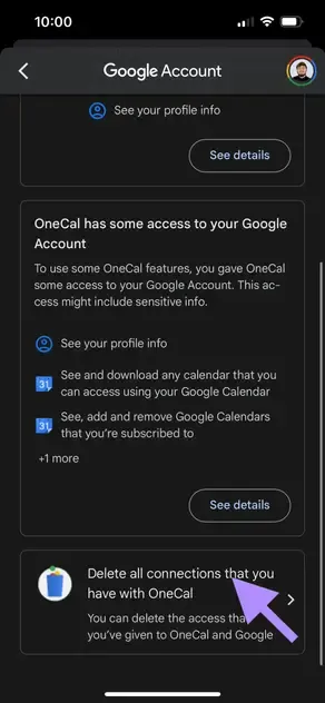 Google on iOS - Delete all connections you have with <AppName> Google on iOS - Delete all connections you have with <AppName>