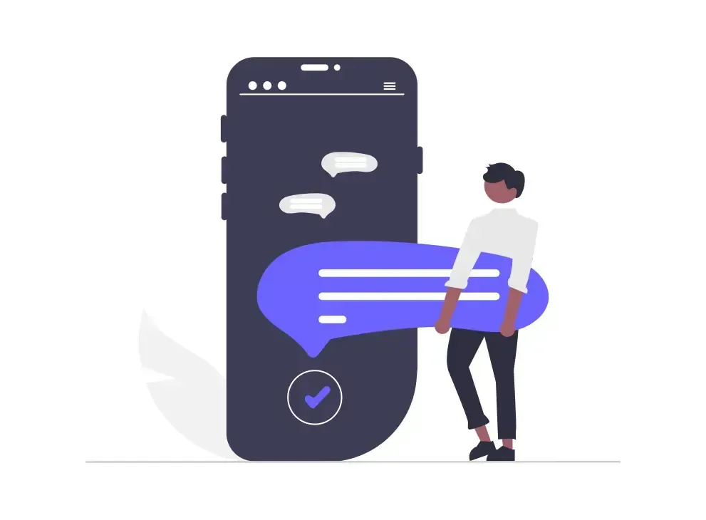 Illustration of a person messaging Illustration of a person messaging