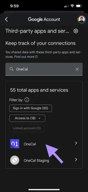 Google iOS app - Click the third-party app Google iOS app - Click the third-party app