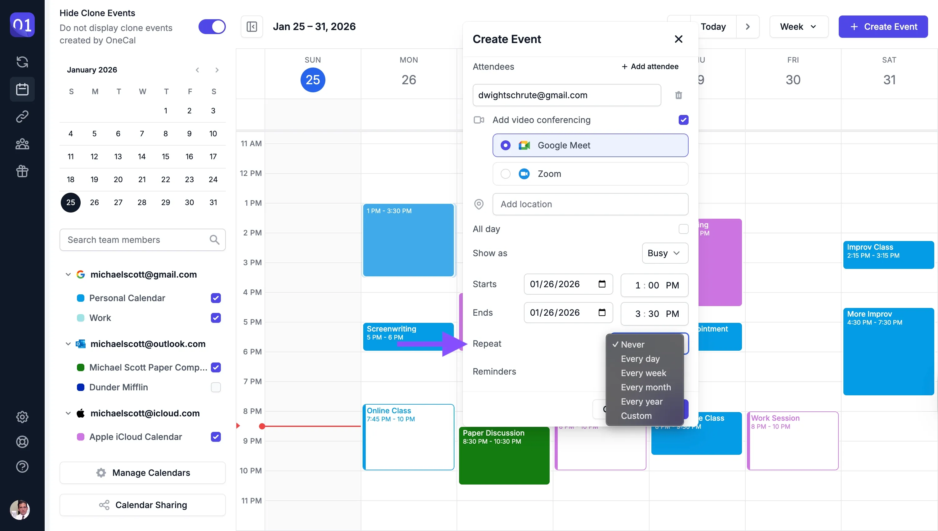 Make event recurring Make event recurring