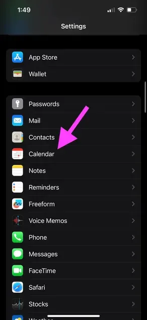 iPhone settings - calendar app iPhone settings - calendar app