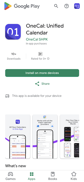 OneCal on Play Store
