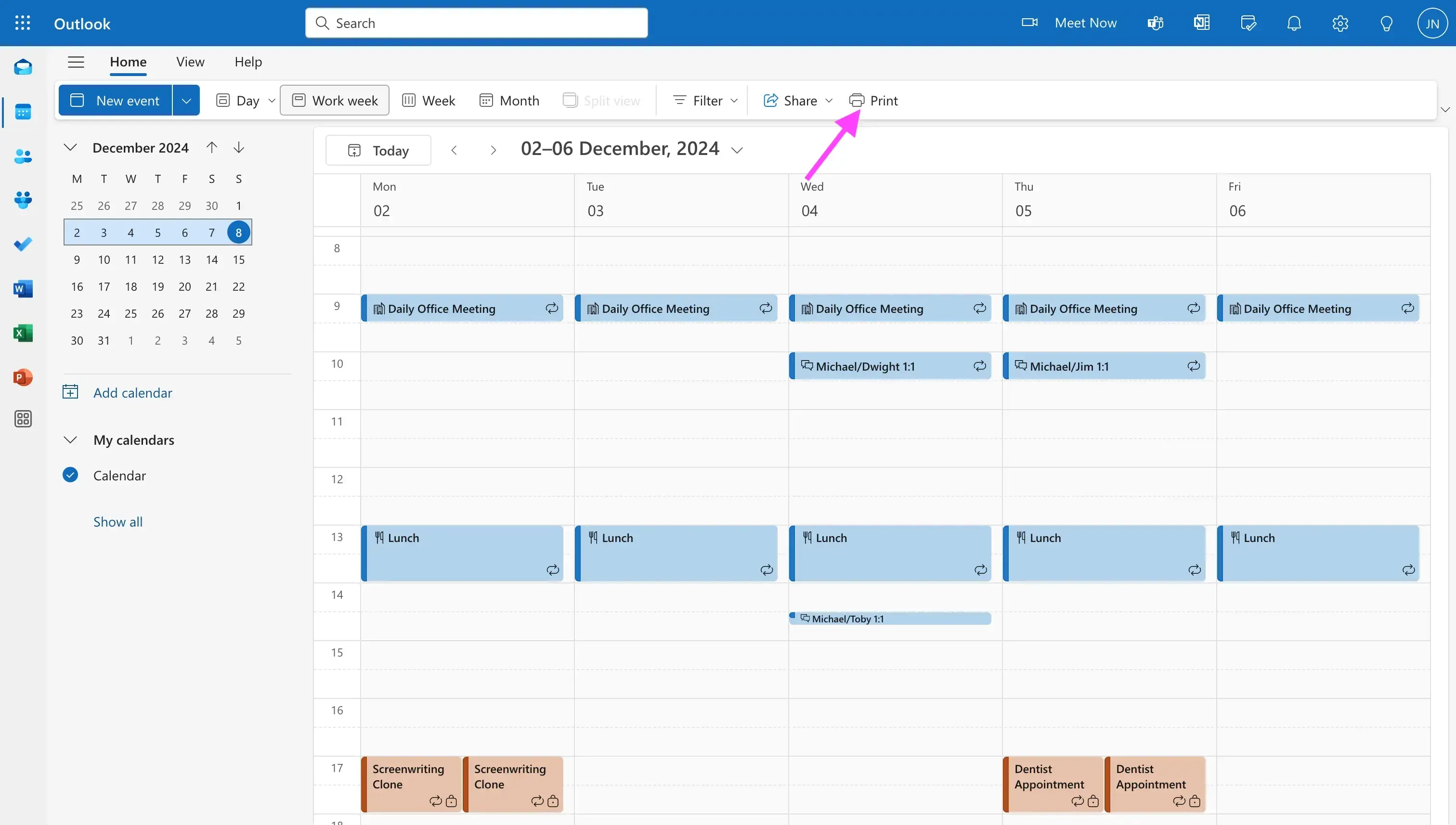Outlook - click print Outlook - click print