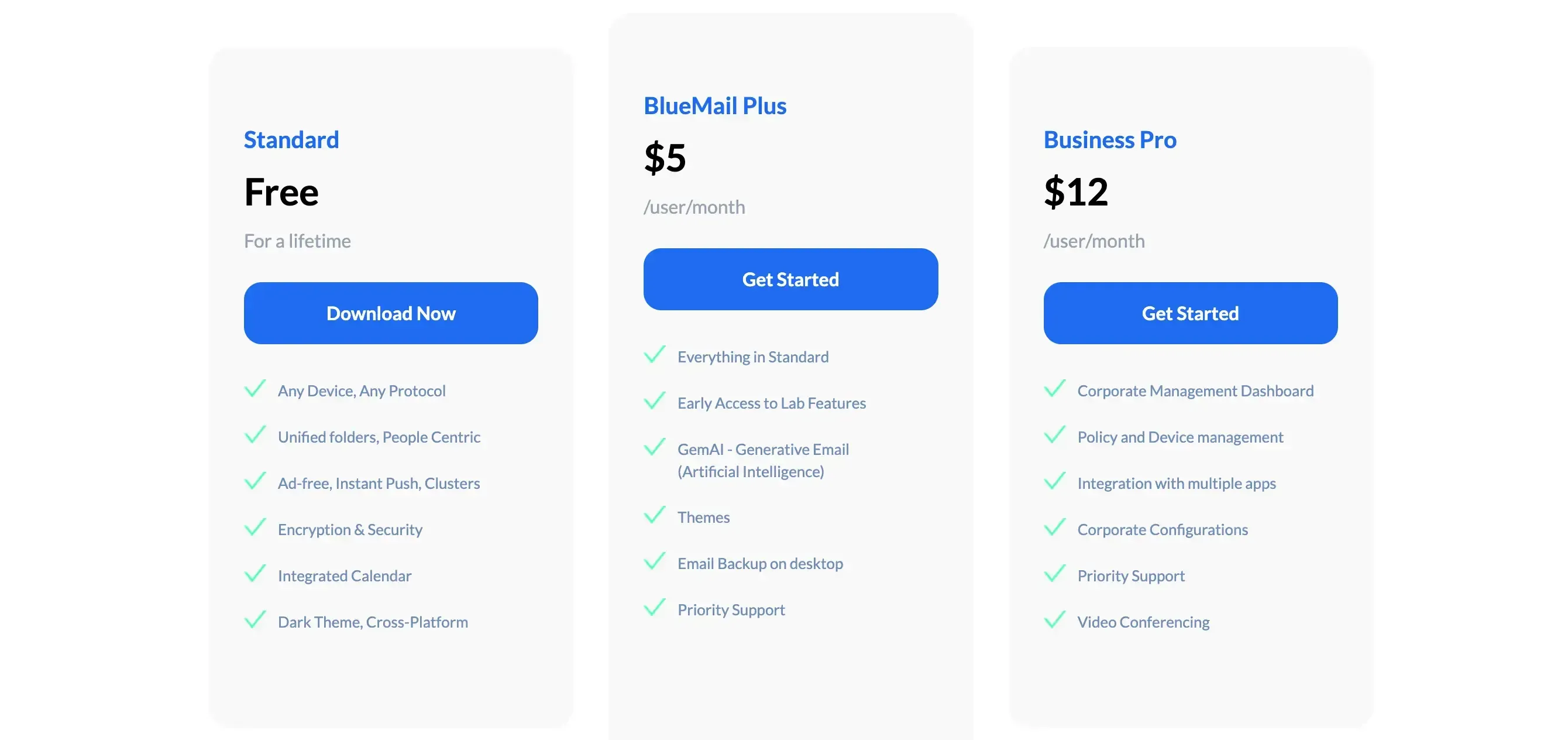 BlueMail Pricing BlueMail Pricing