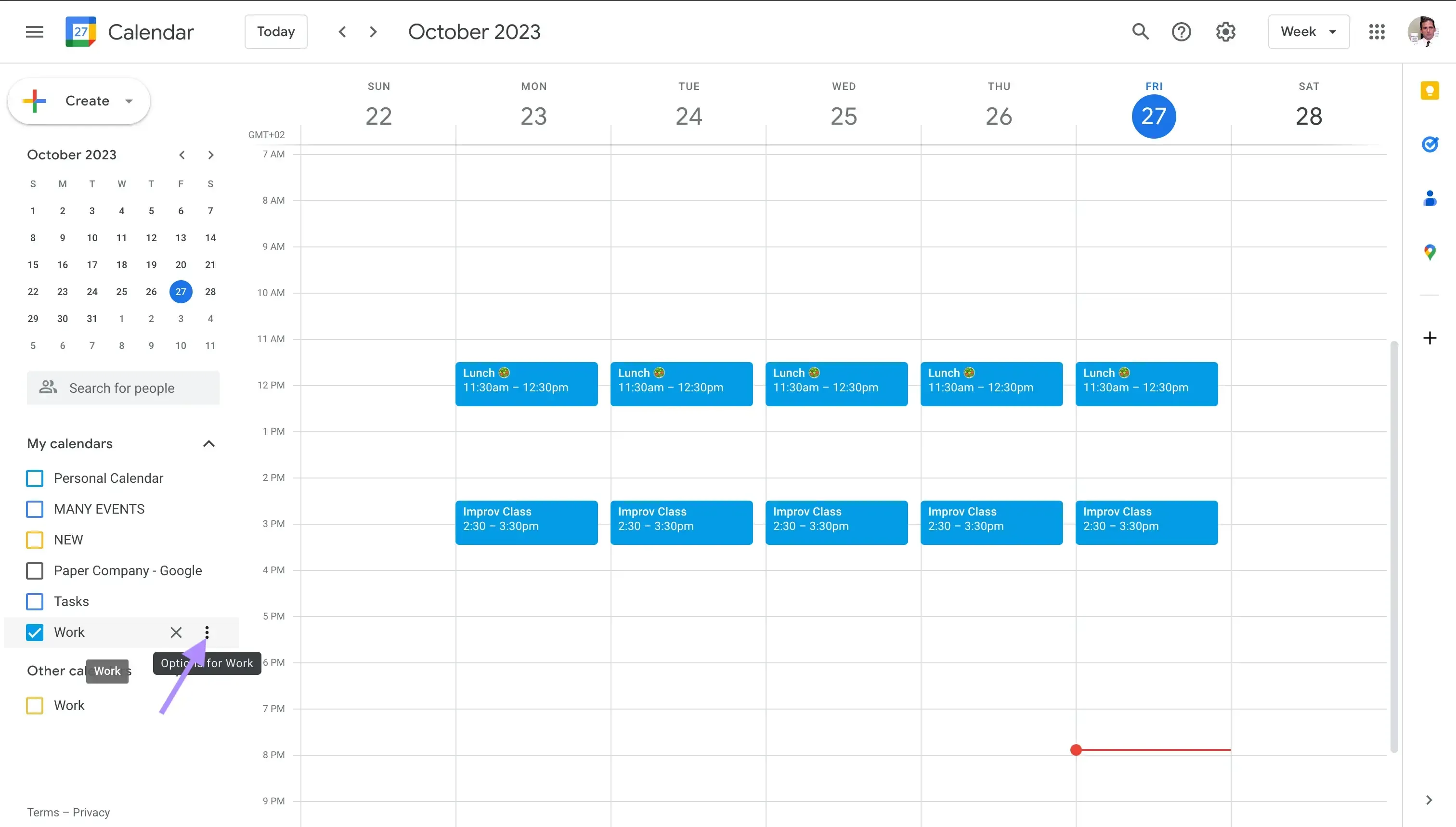 Click the three dots icon - Google Calendar Click the three dots icon - Google Calendar