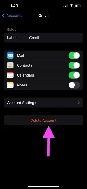 iPhone Calendar App - Delete account iPhone Calendar App - Delete account
