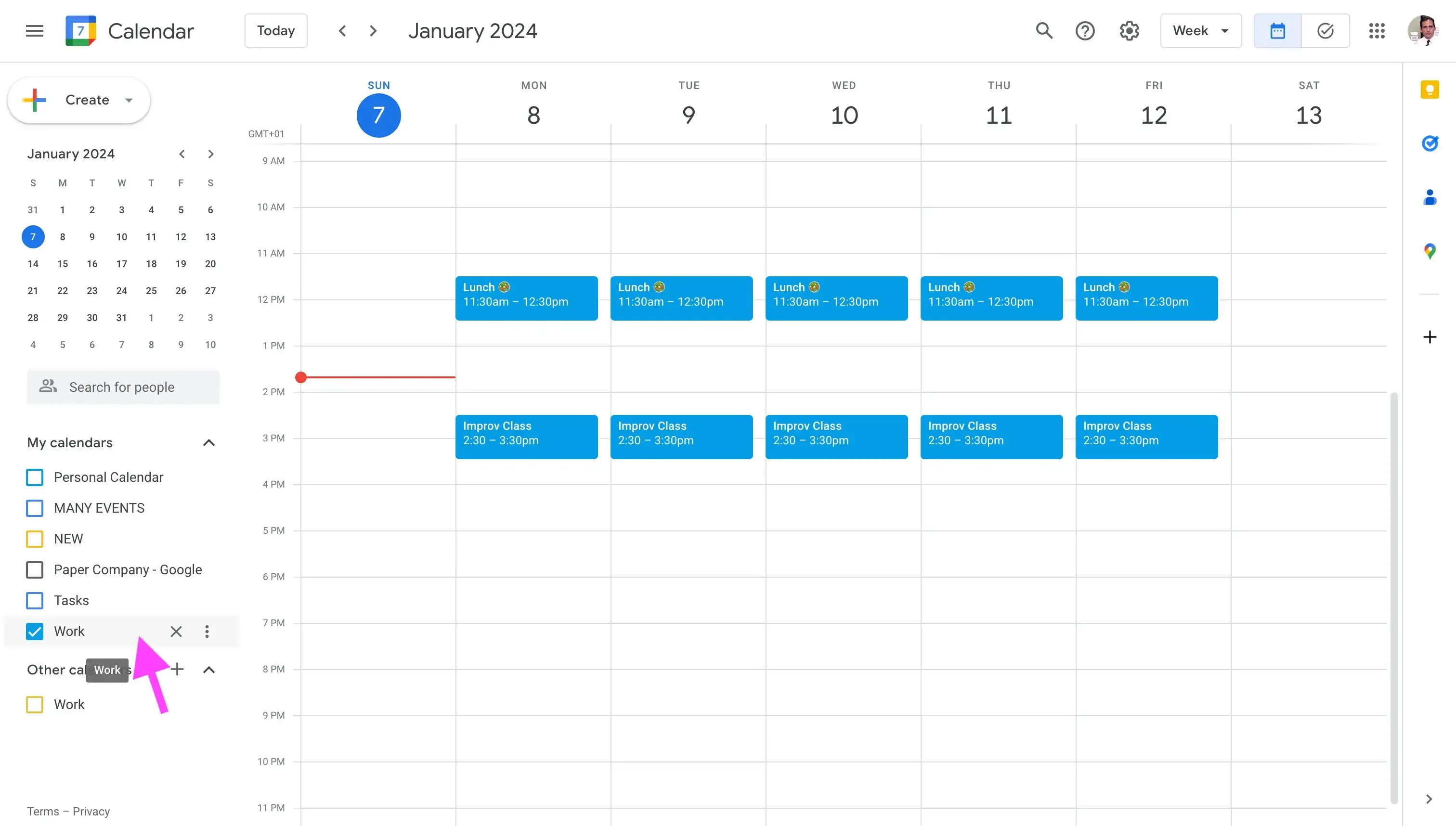 Hover over the Google Calendar you want to make private Hover over the Google Calendar you want to make private