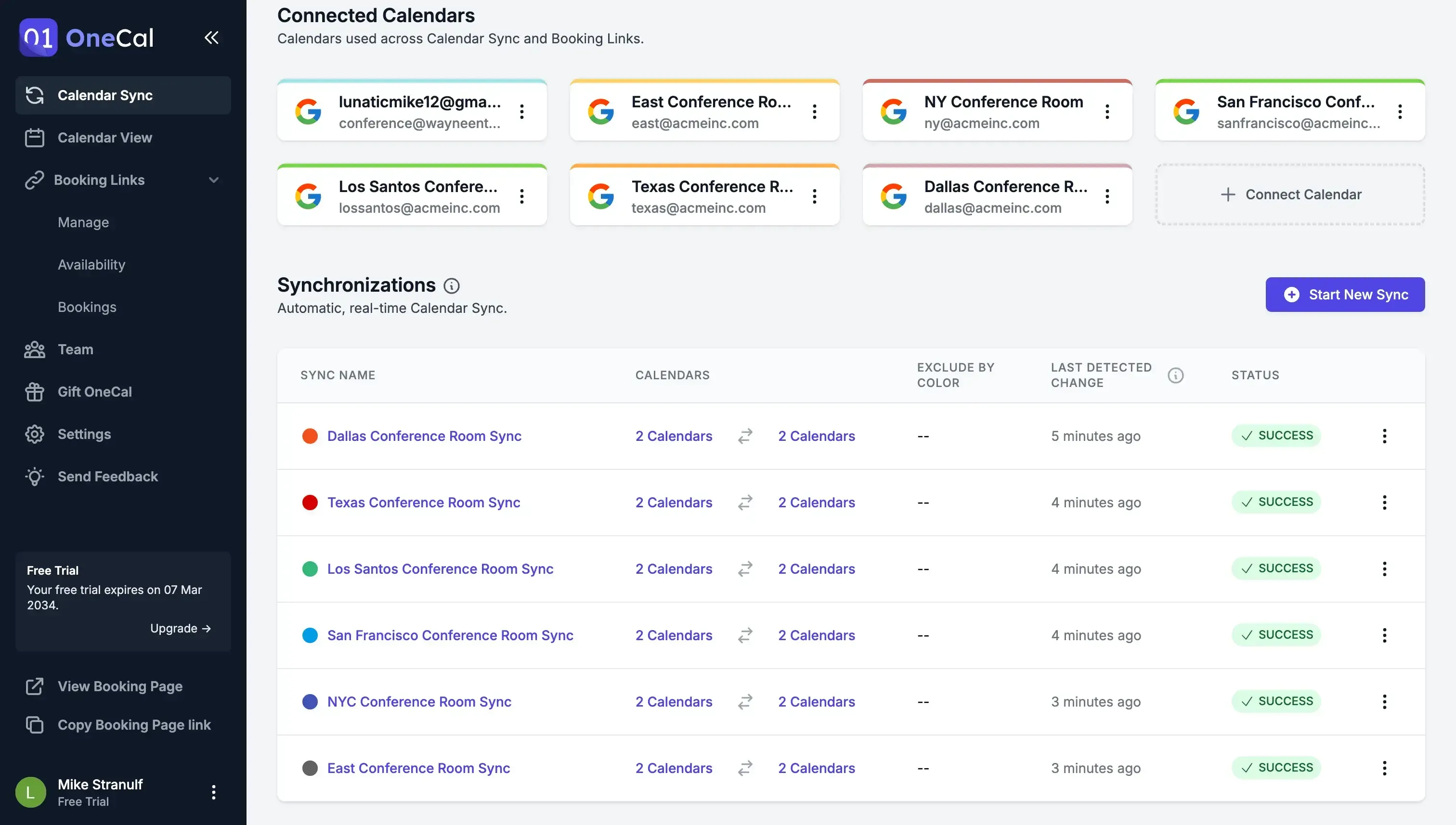 OneCal - Example of connected calendars OneCal - Example of connected calendars