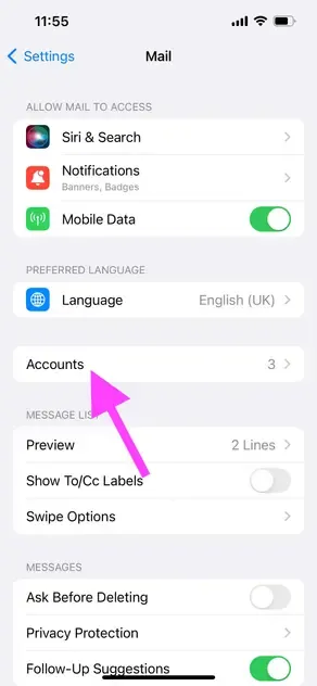 iPhone Settings - Mail Accounts iPhone Settings - Mail Accounts