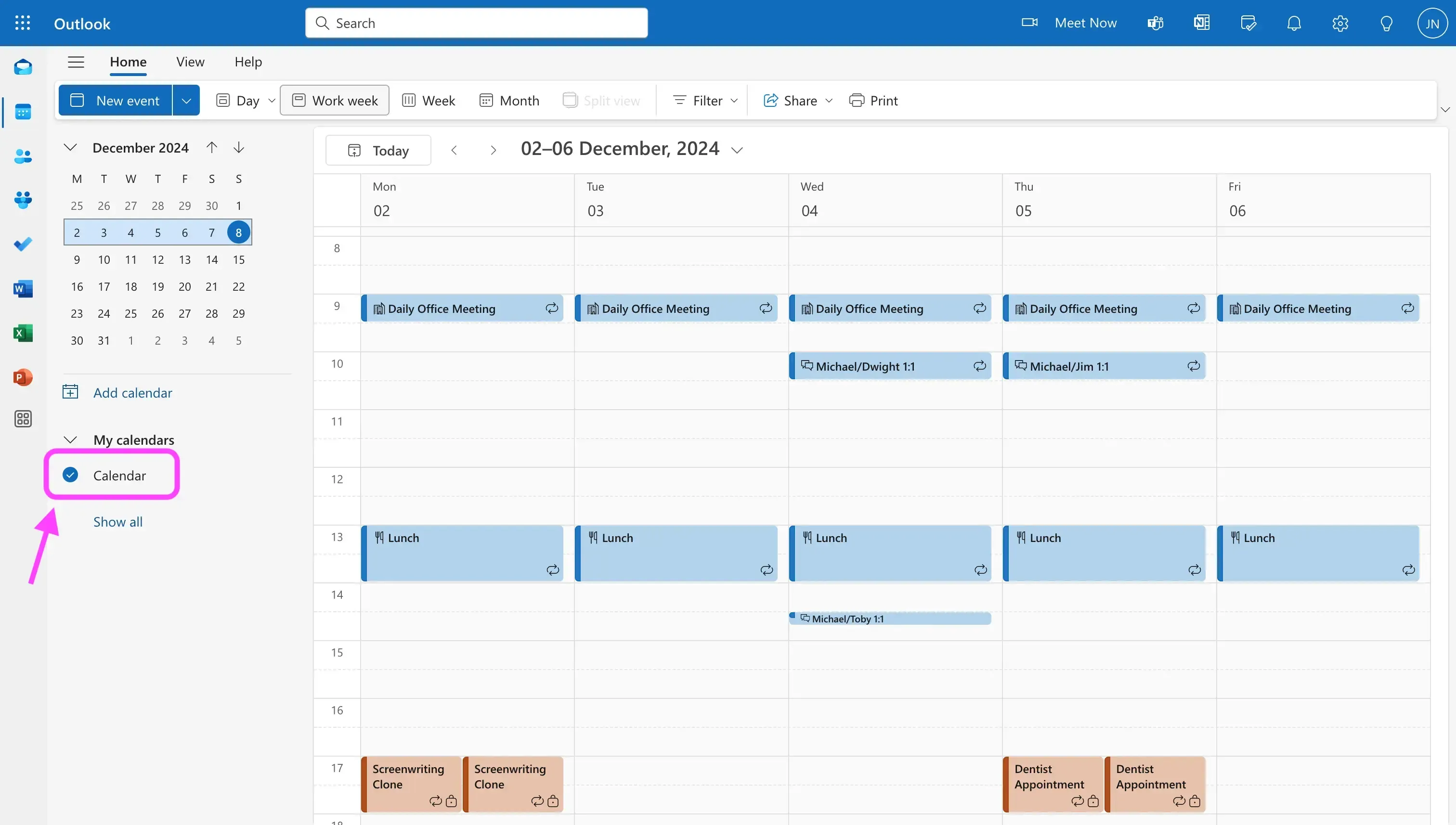 Outlook - make sure you've checked the right calendar Outlook - make sure you've checked the right calendar