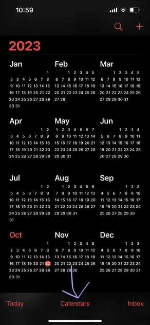 Apple Calendar - Calendars tab