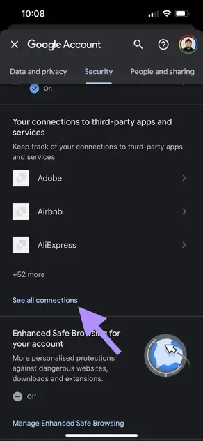 Google iOS app - See all connections Google iOS app - See all connections
