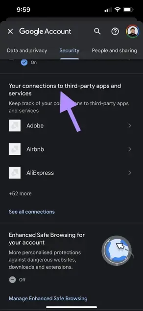 Google iOS app - Your connections to third-party apps and services Google iOS app - Your connections to third-party apps and services