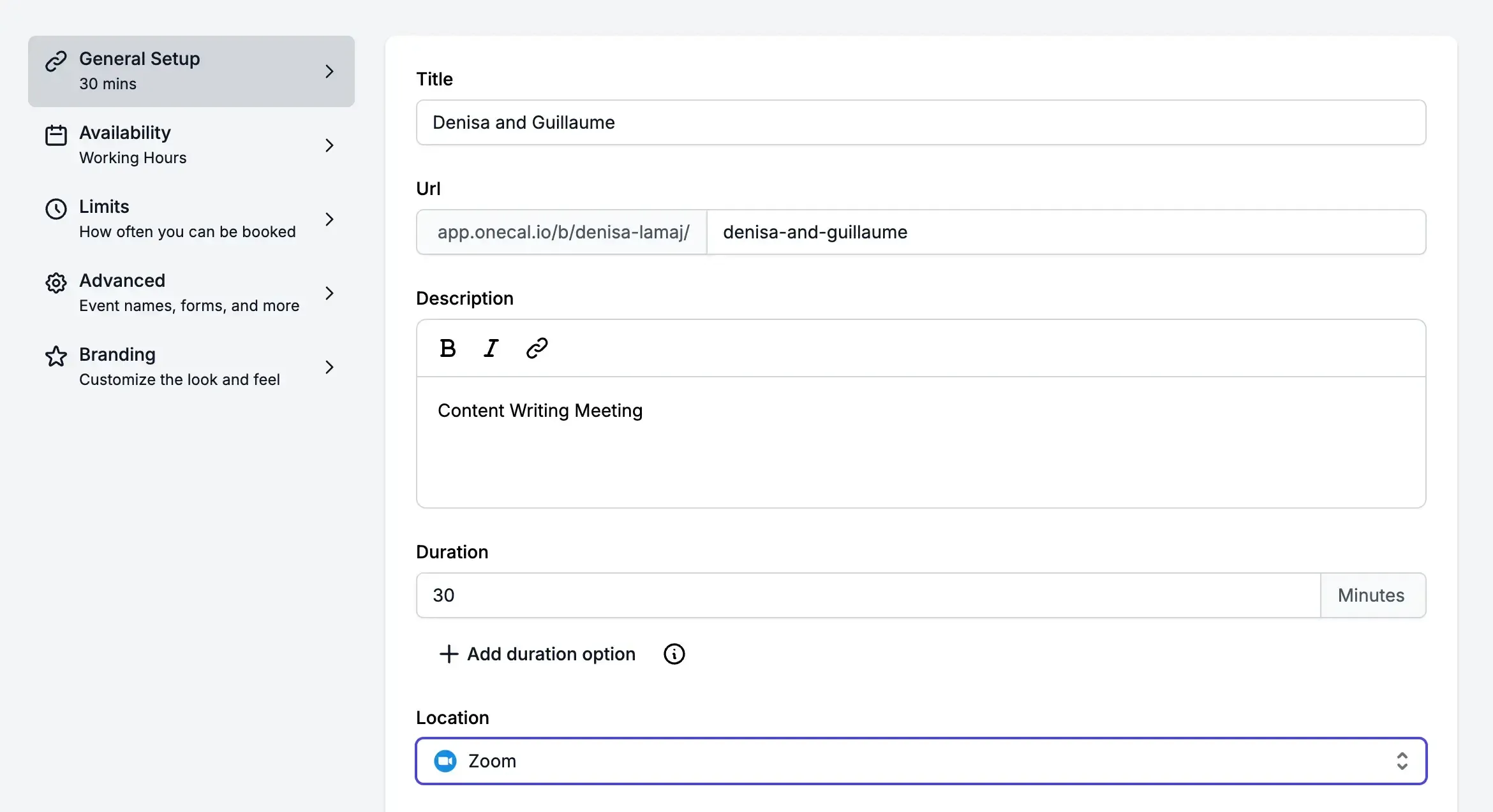 OneCal zoom integration OneCal zoom integration