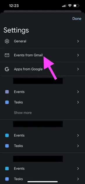Google Calendar iOS - "Events from Gmail"