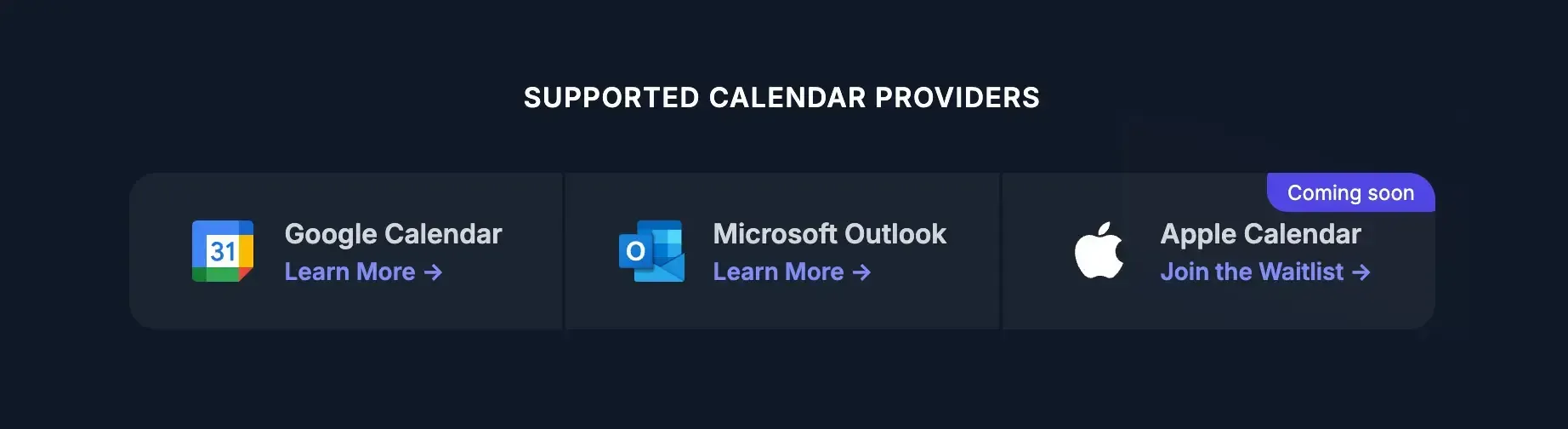OneCal Supported Calendars OneCal Supported Calendars