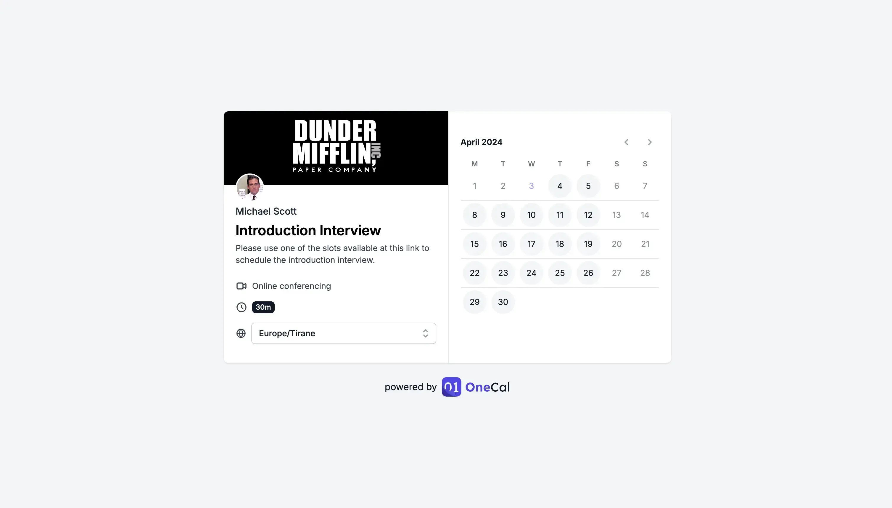 OneCal one-on-one scheduling link OneCal one-on-one scheduling link