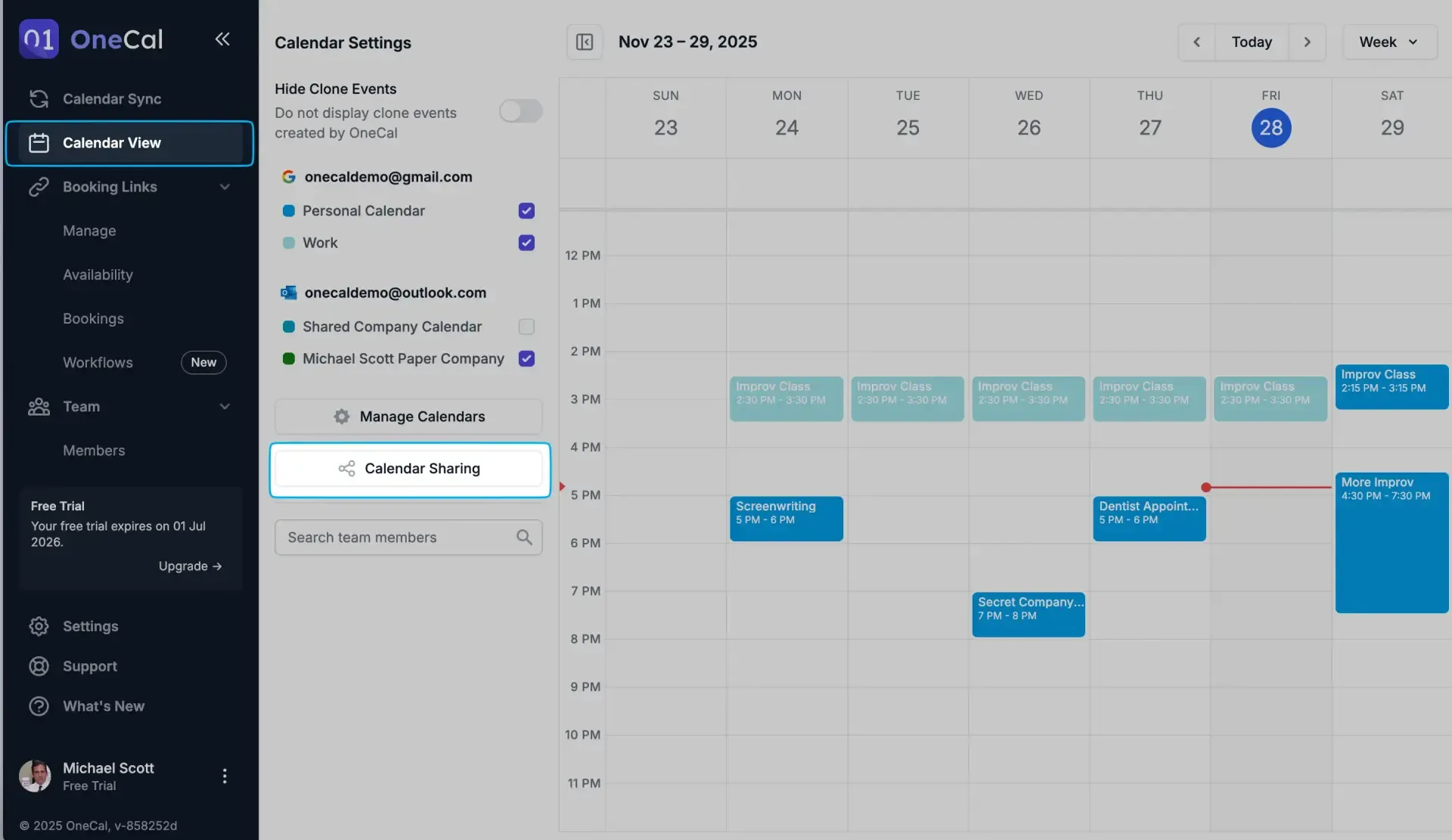 OneCal Calendar Sharing