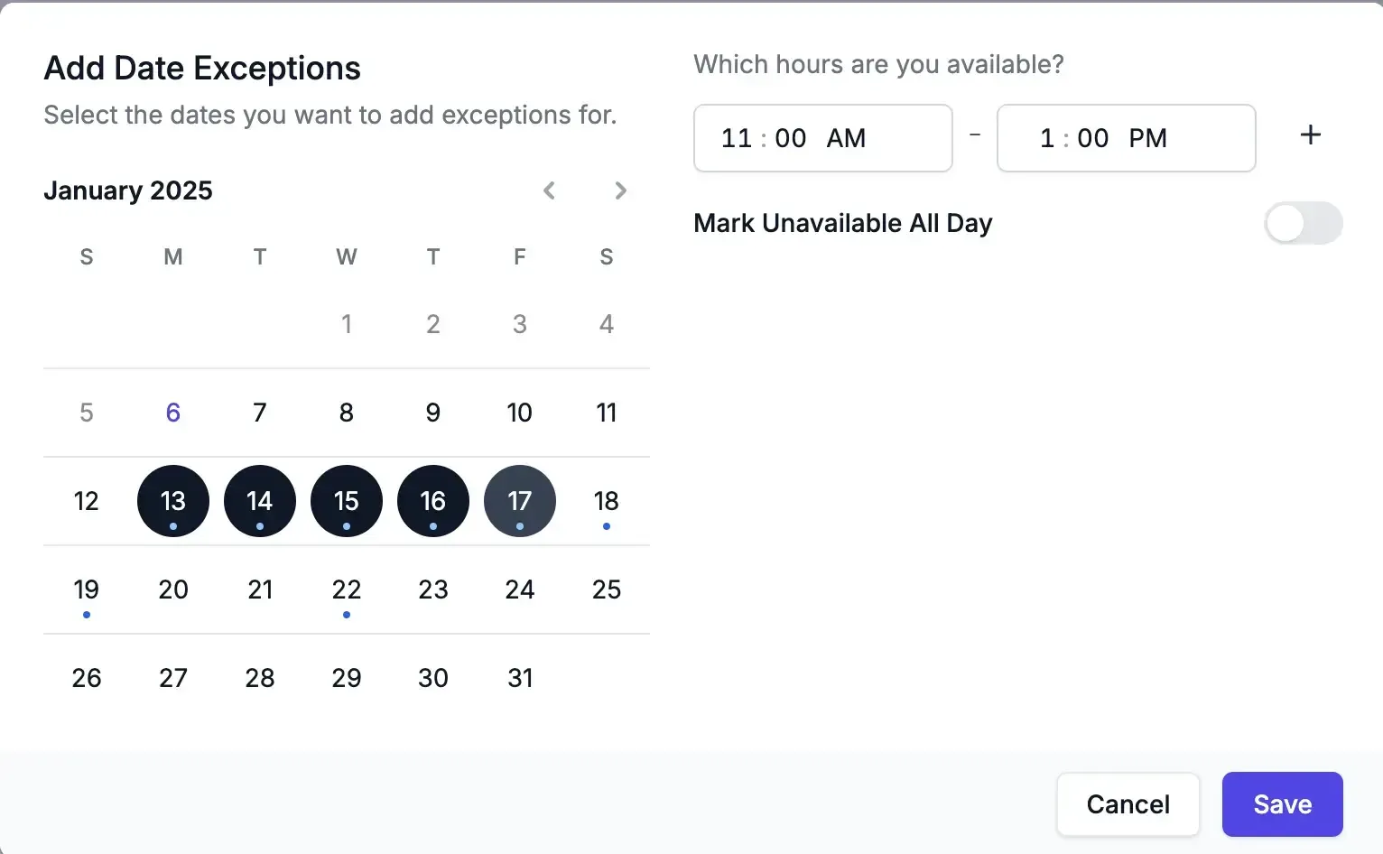 OneCal Date Exceptions OneCal Date Exceptions