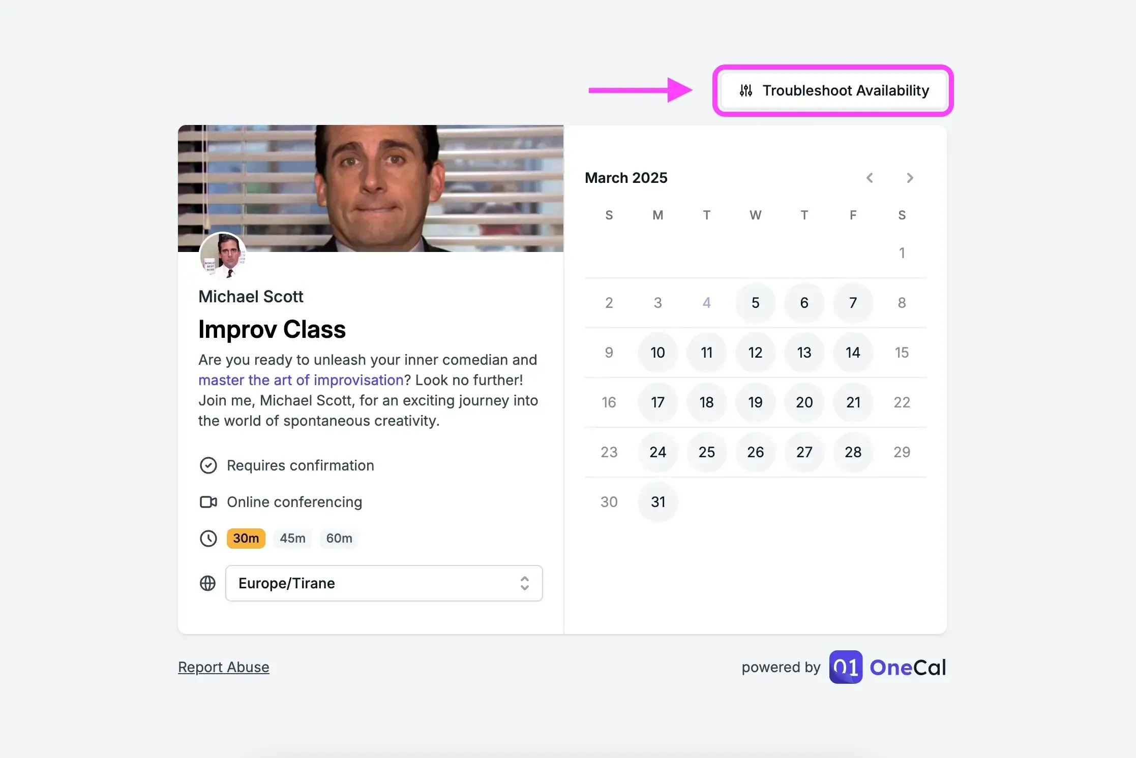 Troubleshoot Availability button on your Booking Link (only available to you) Troubleshoot Availability button on your Booking Link (only available to you)