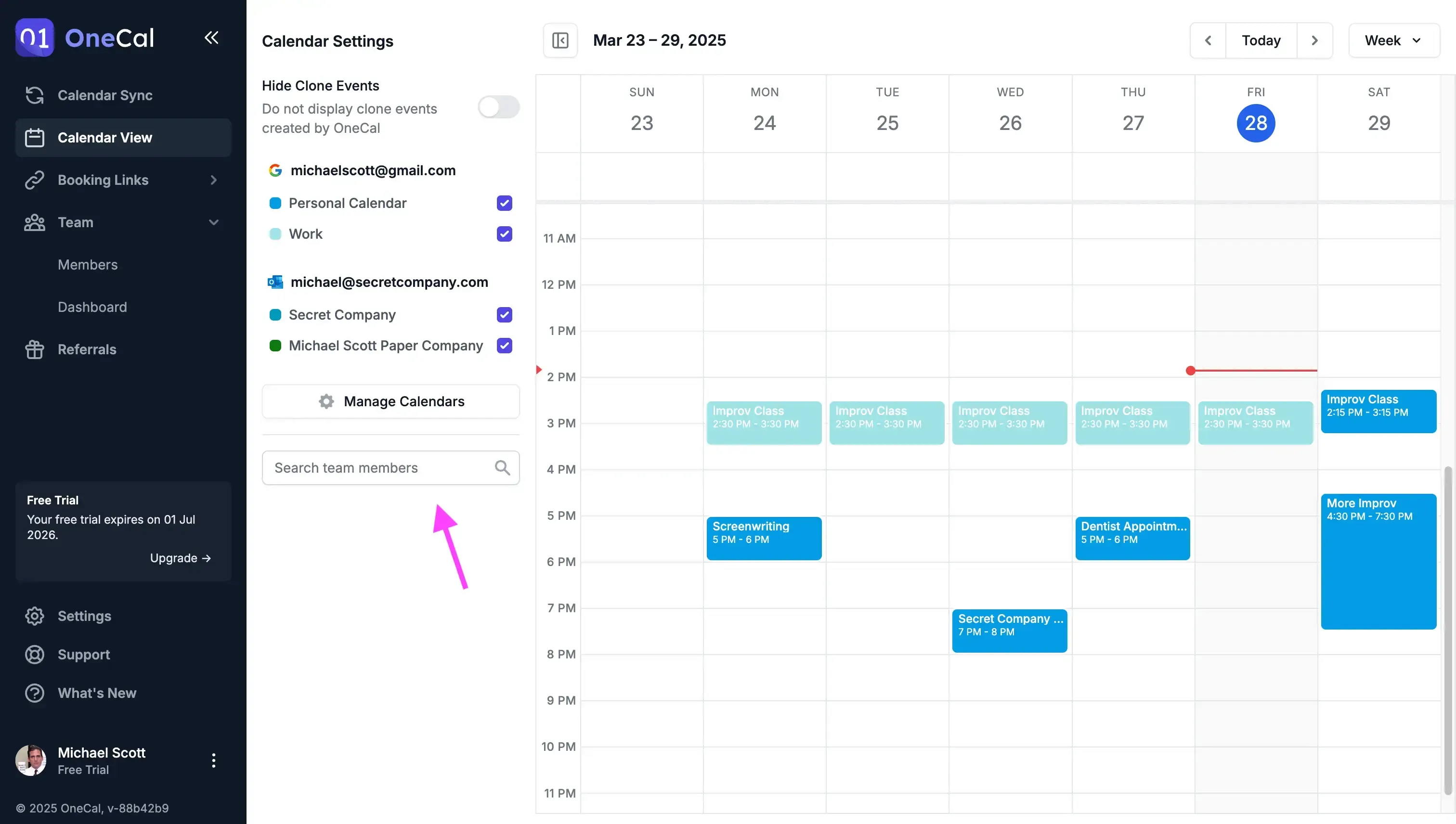 OneCal Calendar View - Search Team Members OneCal Calendar View - Search Team Members