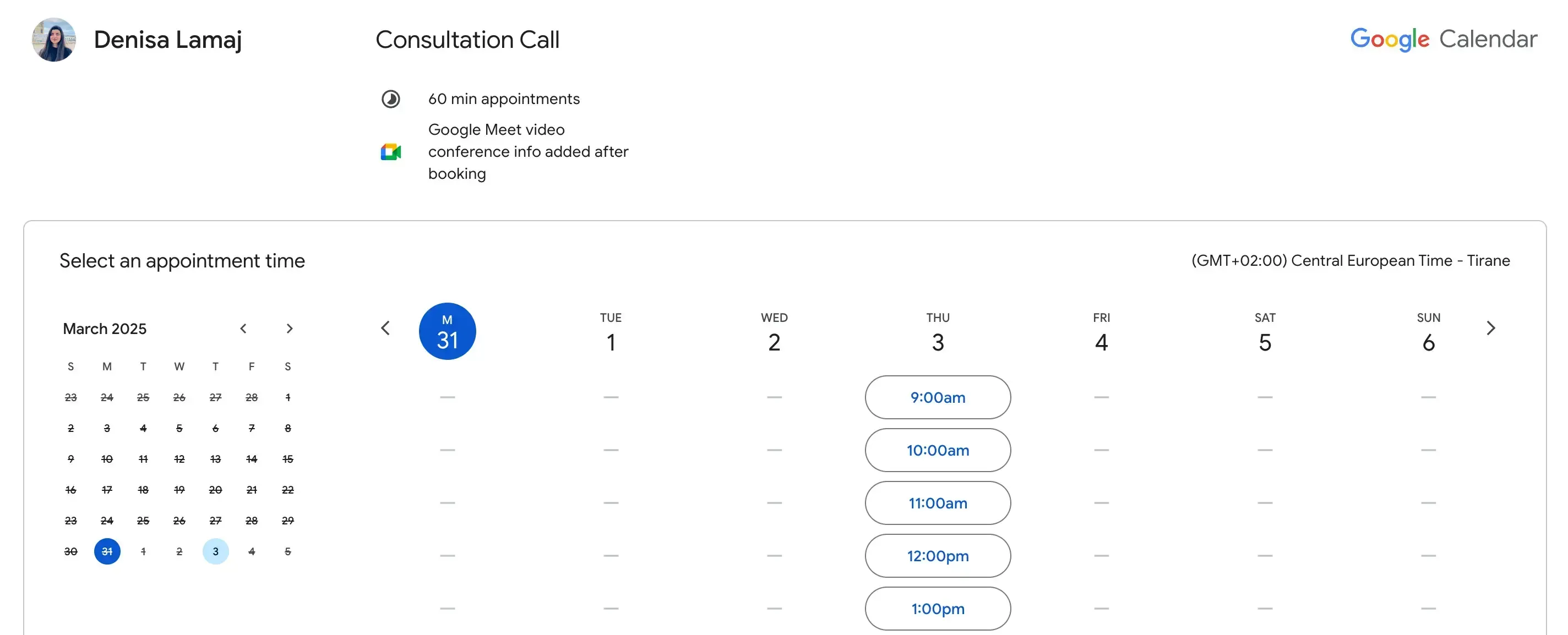 Google Appointment Scheduler customization Google Appointment Scheduler customization