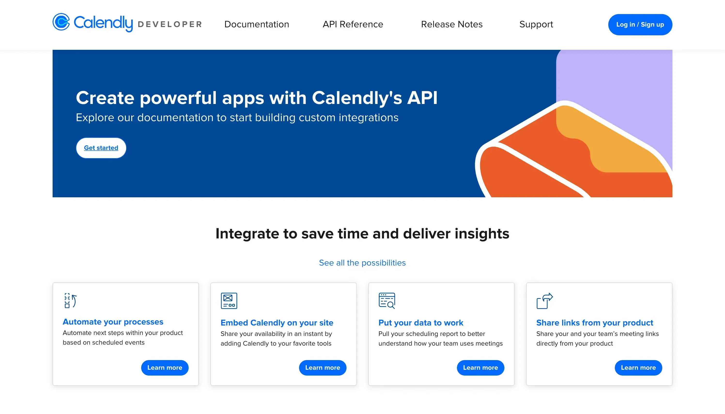 Calendly API landing page