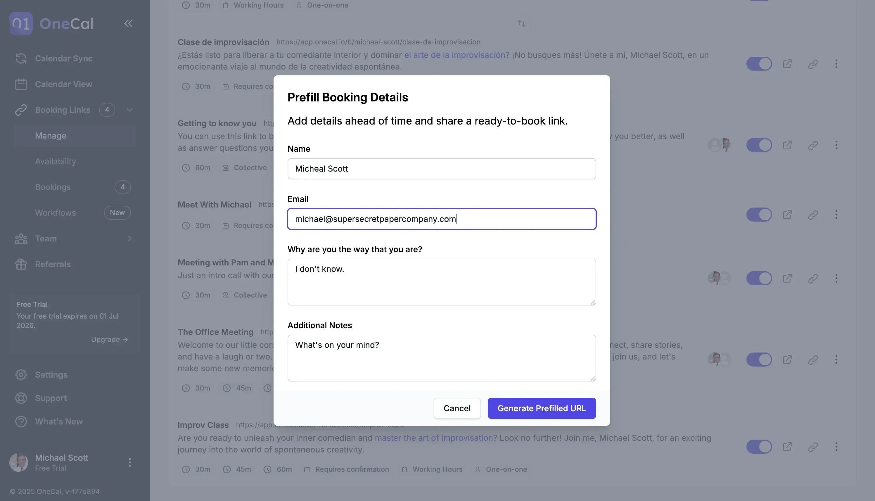 Prefill Booking Details modal Prefill Booking Details modal