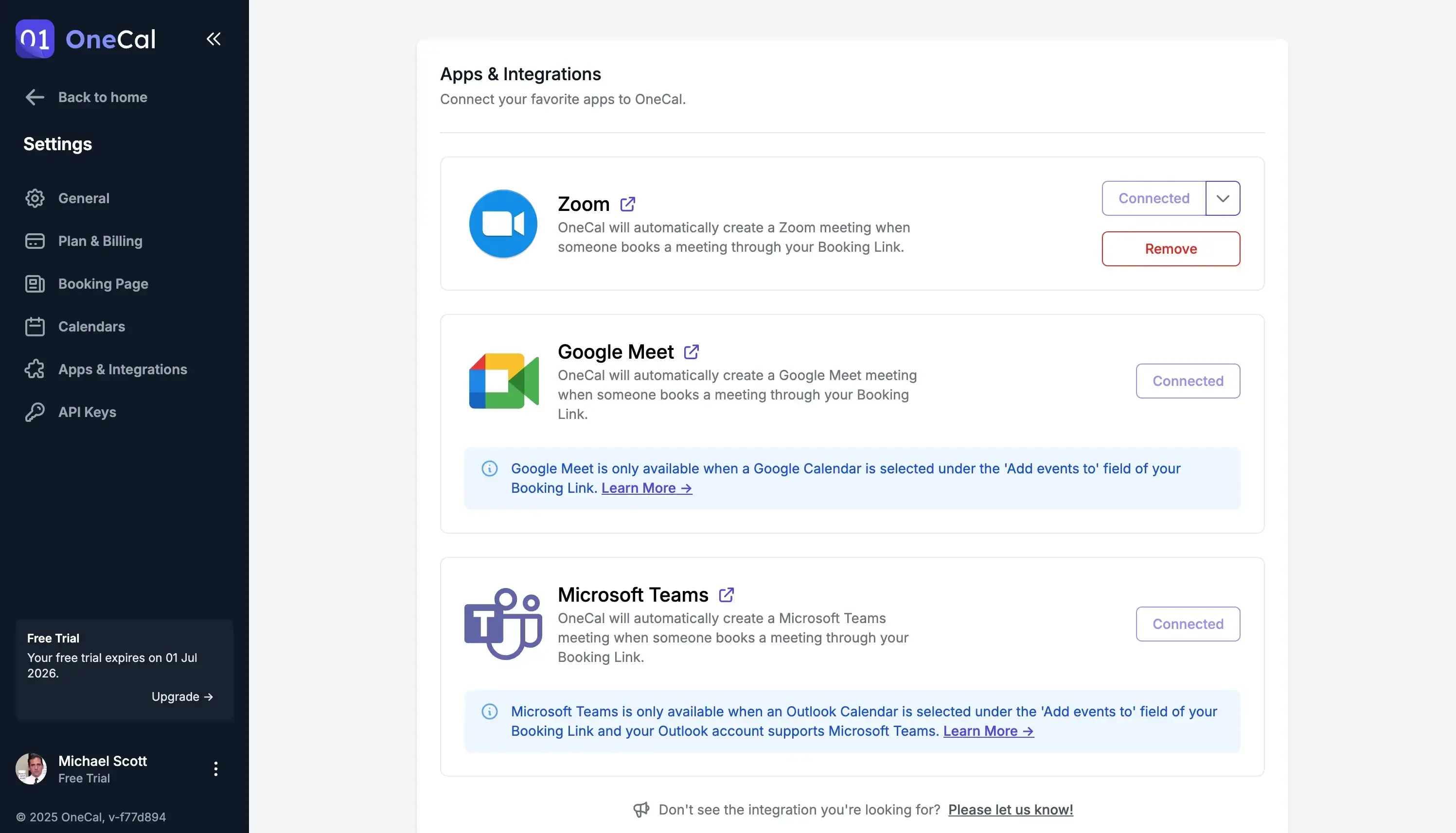 Updated UI and UX when Zoom is connected Updated UI and UX when Zoom is connected