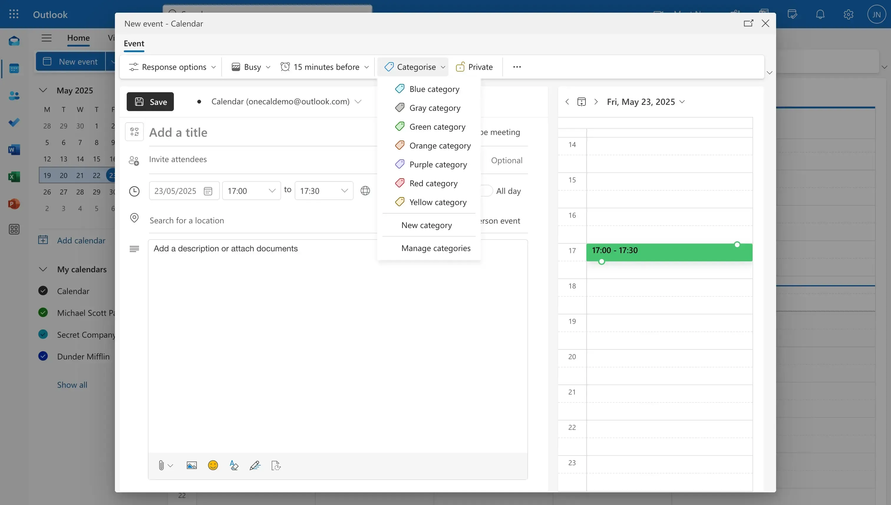 Outlook - Categorise Events Outlook - Categorise Events