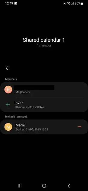 Shared Samsung Calendar - Details Shared Samsung Calendar - Details