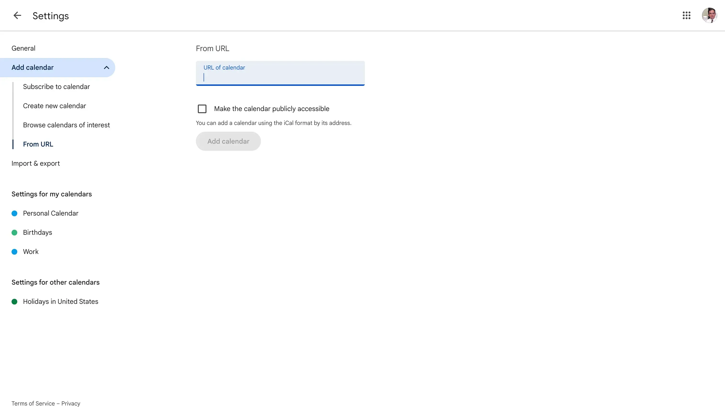 Google Calendar - Paste URL Google Calendar - Paste URL