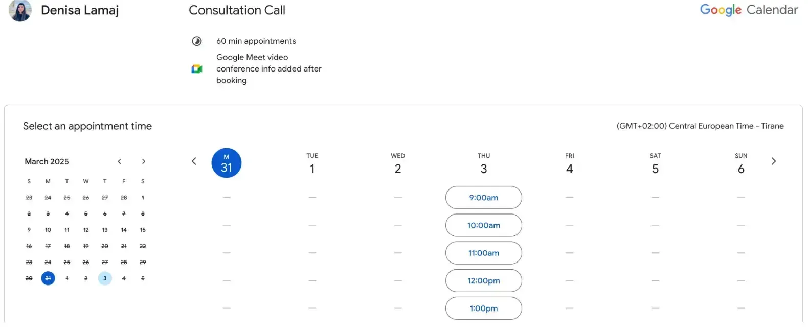 Book time with google calendar Book time with google calendar