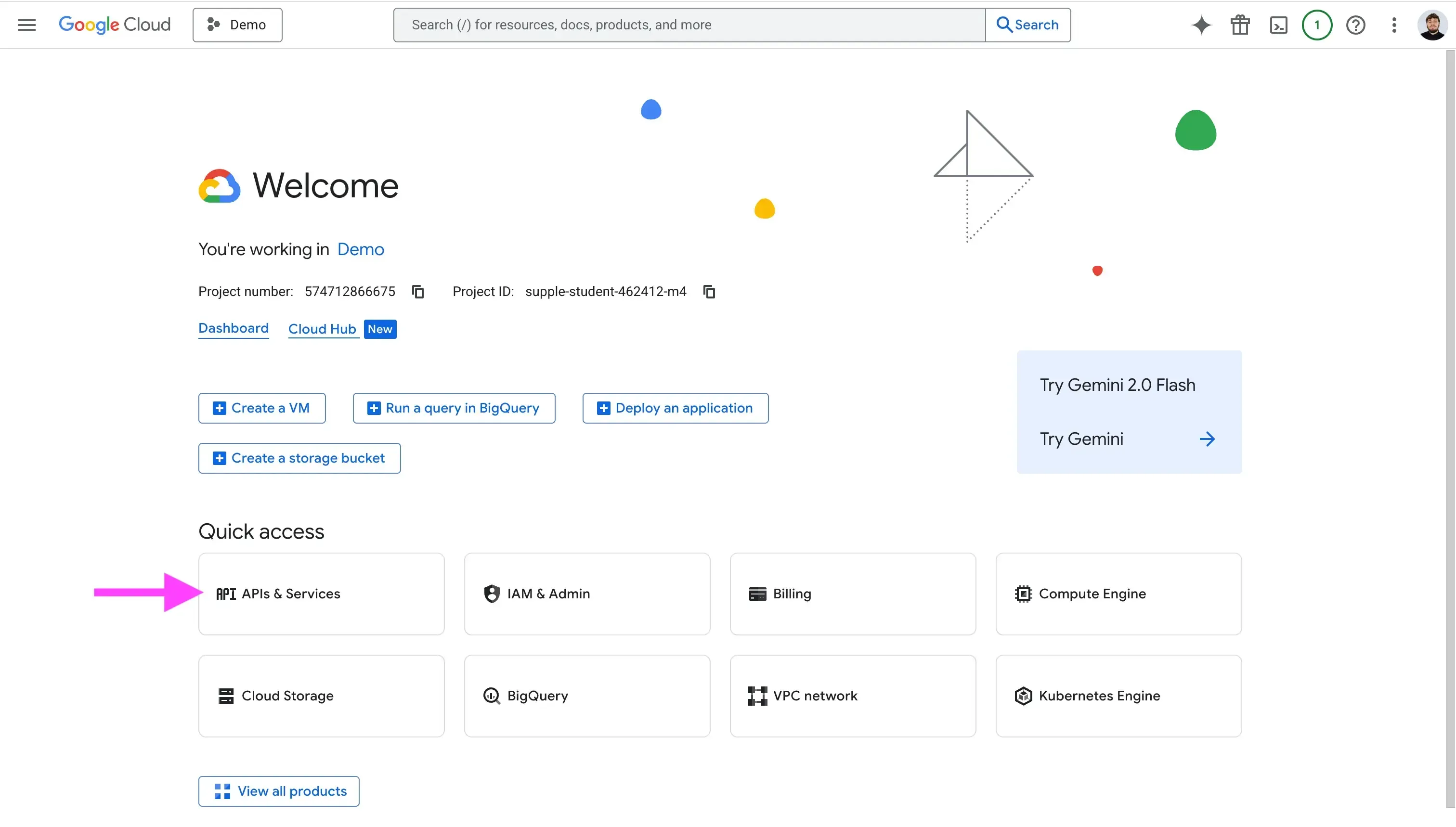 Google Cloud - Click APIs and Services