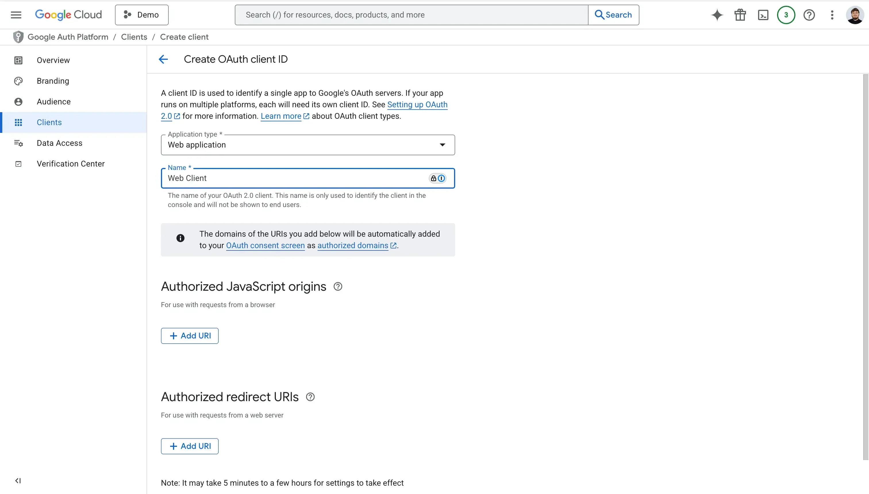 Google Cloud - Web Client