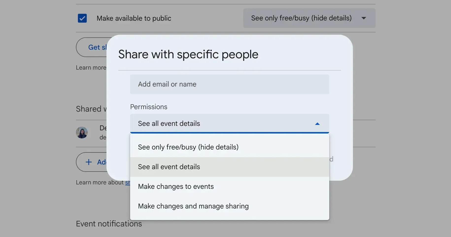 select permission google calendar select permission google calendar