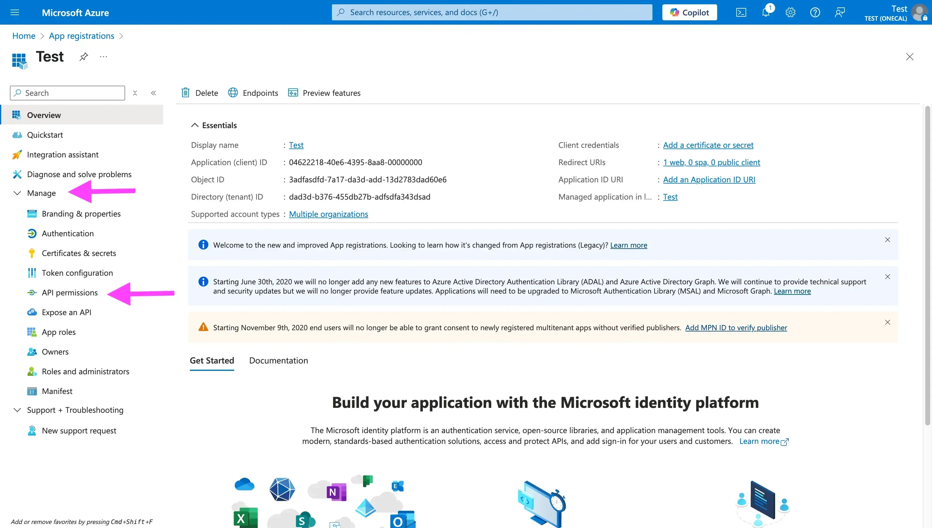 Click API Permissions